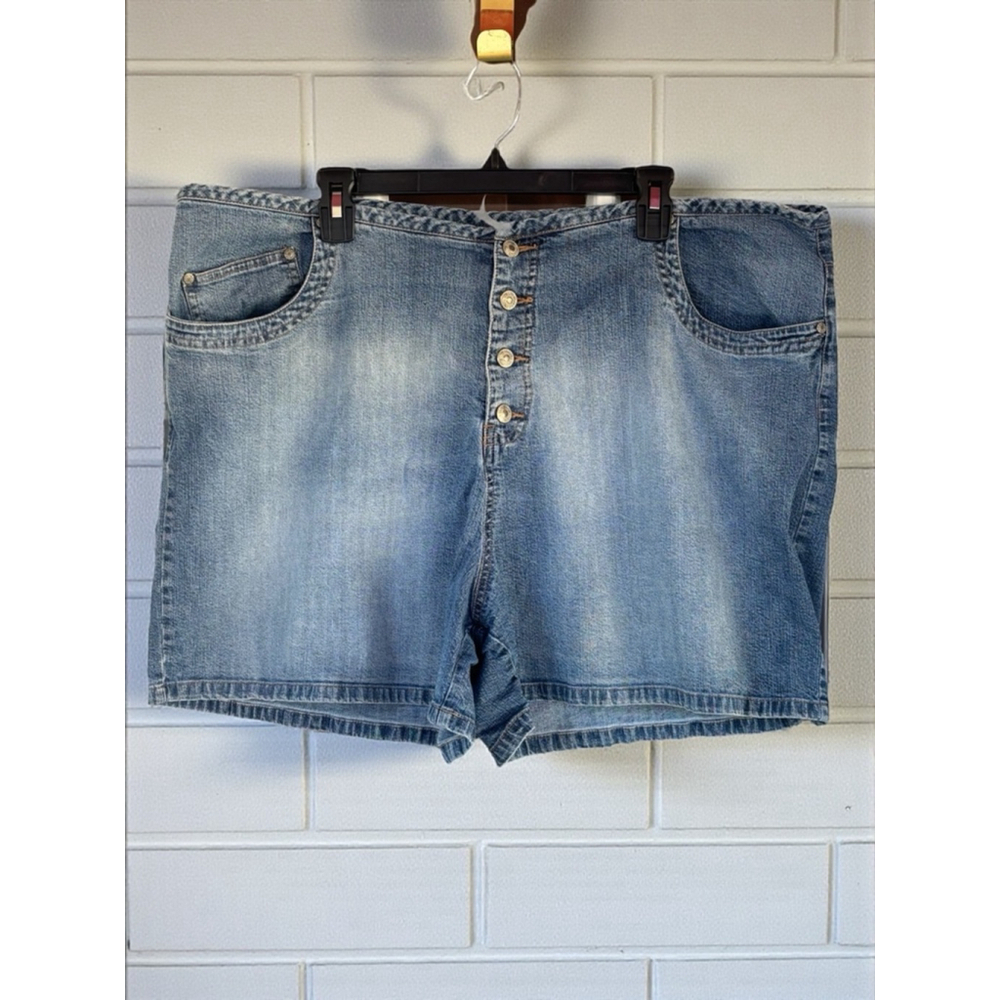 L.A. Blues Women's Plus Size 26W Stretch Denim Shorts With Button Fly Closure